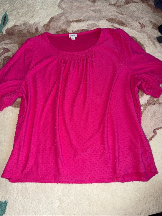 J. Crew Tops - J. Crew Fuchsia Short Sleeve Swiss Dot Scoop Neck Top